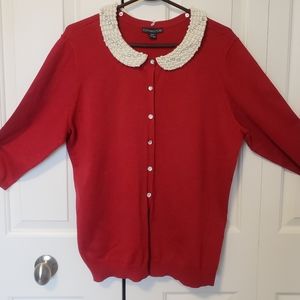 Cardigan w/removable faux-pearl collar
